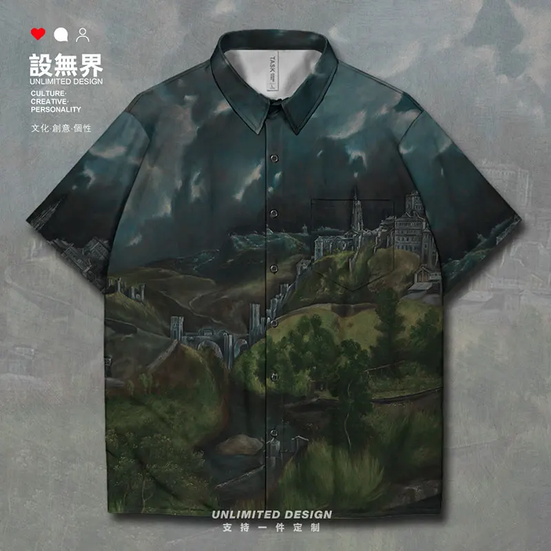 Рубашка мужская оверсайз с коротким рукавом Толедо всемирно известная картина