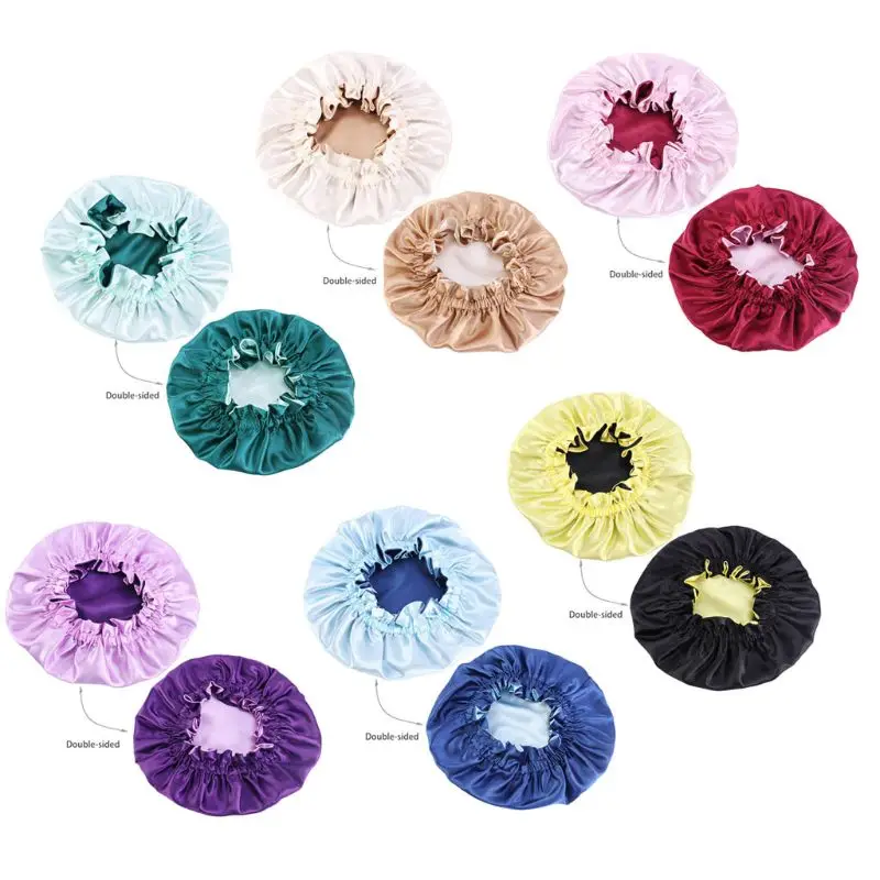 

Kids Solid Color Satin Bonnet Night Sleep Turban Hat Beanie Adjustable
