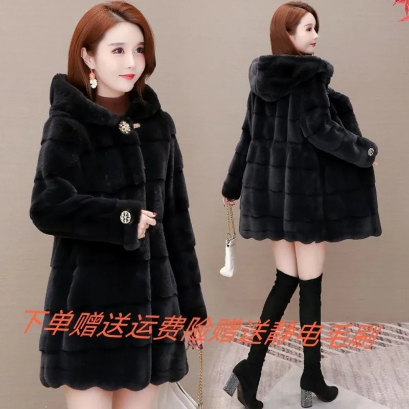 Women real mink coats female mink fur coat genuine long fur coat ladies winter clothes oversize 6xl 5xl 7xl Imitation fur coats