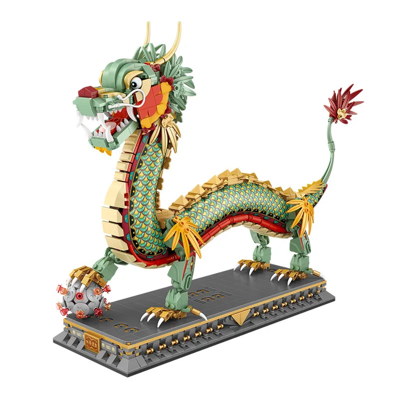 

LOZ1928 Creative Chinese Sacred Beast Kylin Mini Animal Model Building Block MOC Home Decoration Brick With Base For Kids Toys