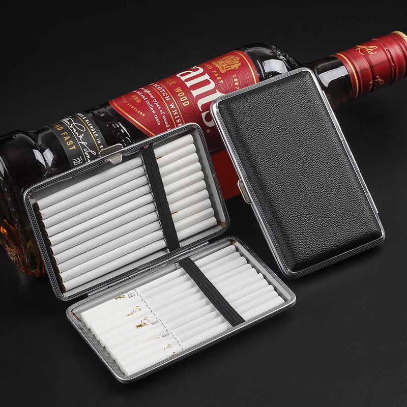 Extend Leather Cigars Cigarettes Cases Box for 20 Sticks Cigarettes Case Container Holder Tobacco Boxes for Man Women
