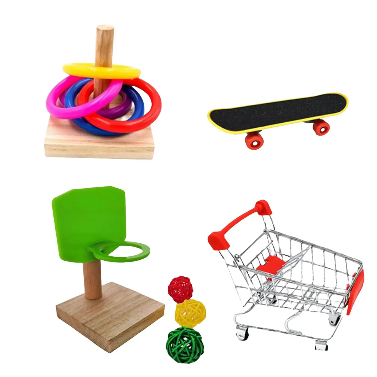 

Bird Training Toys Parrot Toy Pet Supplies Trick Playing Basketball Stacking Rings Intelligence Toy Parakeet for Conure Lovebird