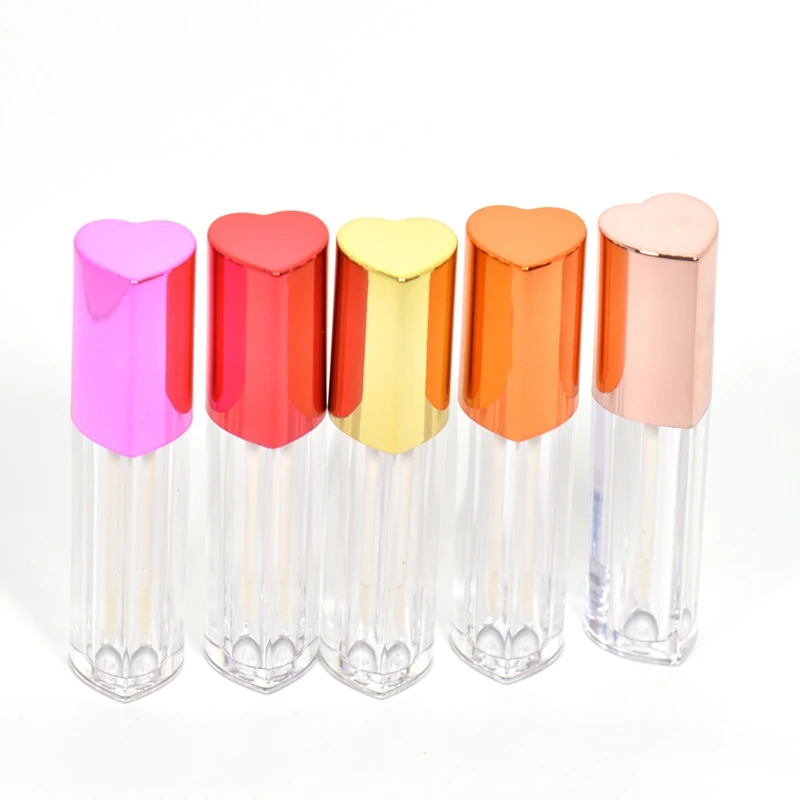 

2023 New Heart Shape 5ml Plastic Clear Lip Gloss Tubes Container Packaging Lip Glaze Lipstick Bottle Empty Lipgloss Tube