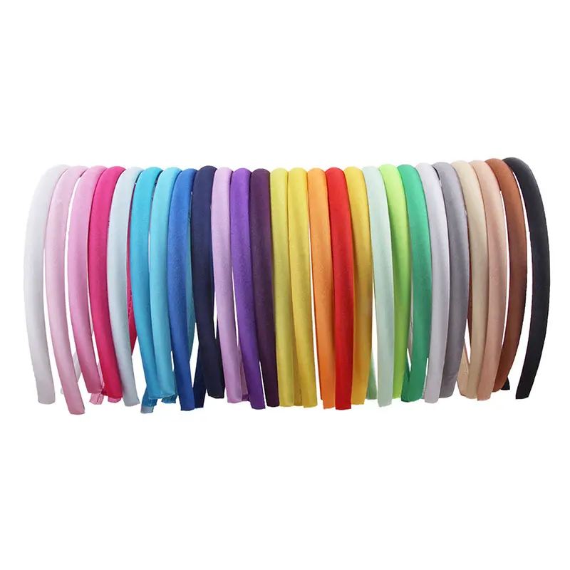 

10mm Satin Headband Fabric Covered Resin Hairbands Kids Elastic Bands Hair Accessories Candy Color Hair Hoop Plastic Headbands