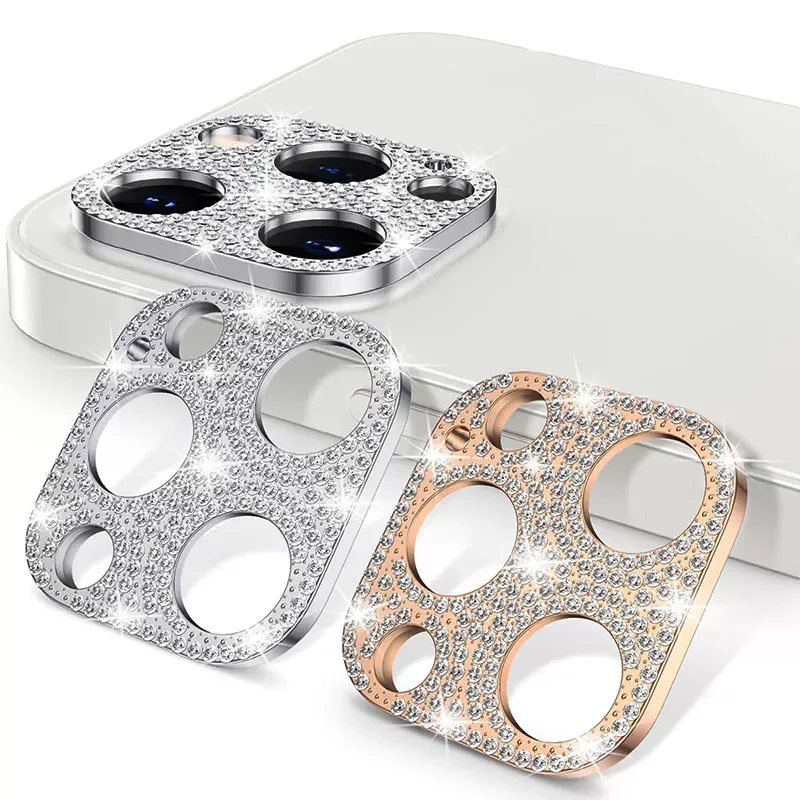 

Luxury Diamond Camera Lens Protector On For iPhone 11 12 Pro Max Mini Crystal Glitter Metal Camera Protector iPhone 12 Pro Cover