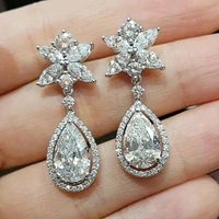 exquisite water drop pear shaped zircon earrings romantic wedding bride
