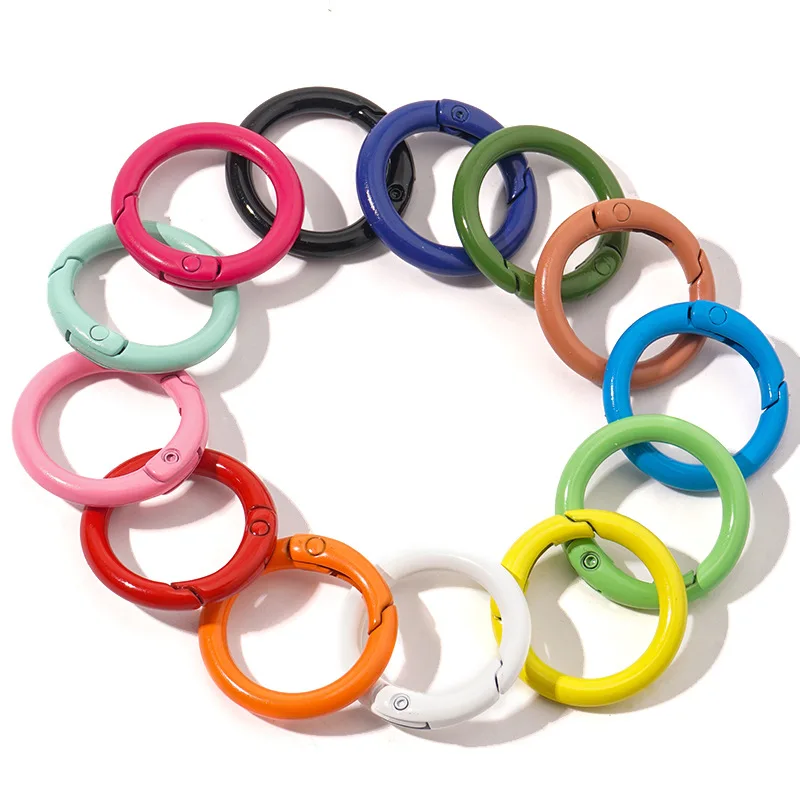 

5Pcs/Lot 21 Colors Metal O Ring Spring Clasp Openable Round Carabiner Keychain Clips Hook Dog Chain DIY Jewelry Buckle Connector