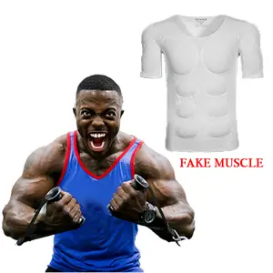 Whlucky Men's Fake Chest Muscle Padded T-Shirt Shoulder Pads Body