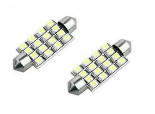 

2 x 40mm White 16 SMD 12V LED Car Interior Festoon Dome Light Bulbs 12844 DE440