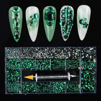 wholesale nail art rhinestone set ss3 ss16 multi shape crystal flatback glass diamond sapphire nail decoration 930010040pcs