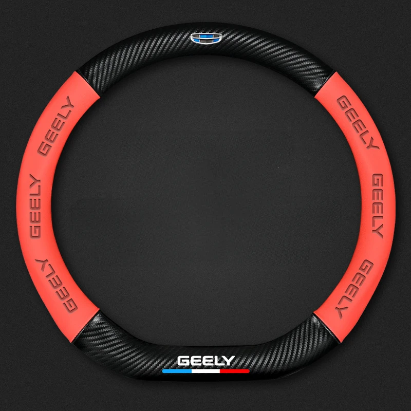 

Car Steering Wheel Cover 3D Embossing Carbon Fiber Leather For Geely Emgrand EC7 EC8 CK Atlas CK2 CK3 GT GC9 Automotive Interior