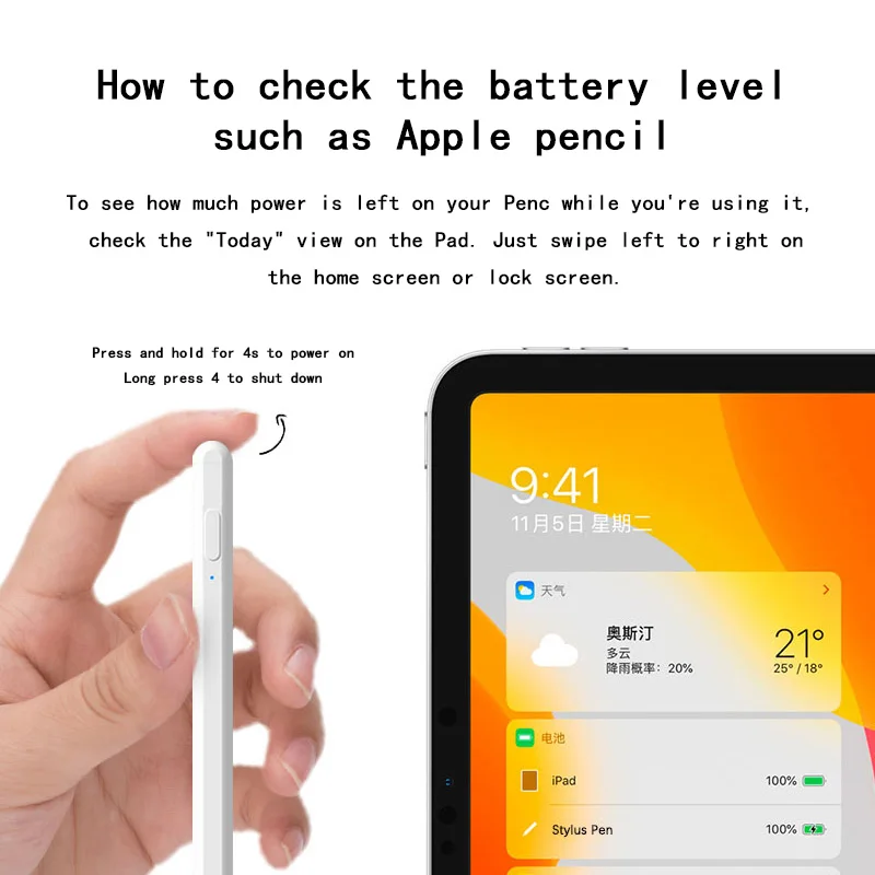 Карандаш JD30 для Apple Pencil 2 1 Bluetooth стилус iPad 2022 2021 2020 2019 с аккумулятором и цифровым