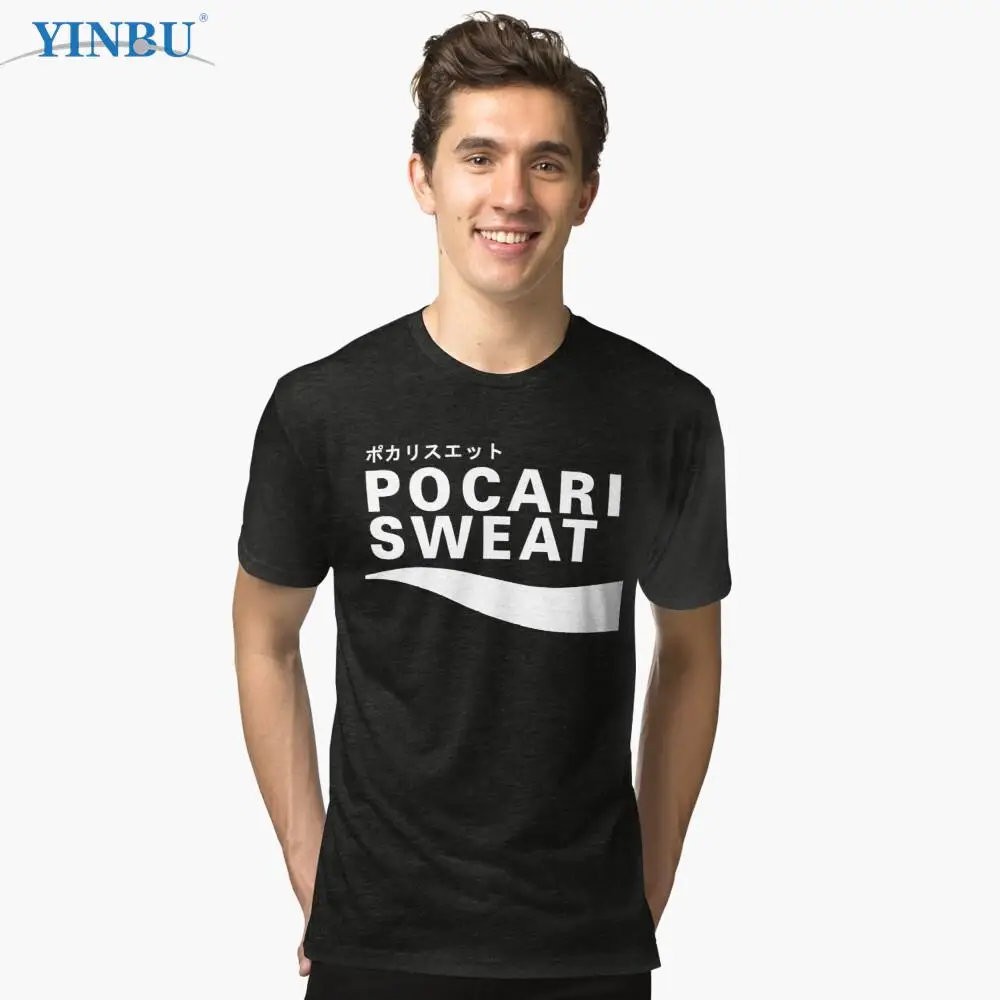 

Pocari Sweat Japanese Logo print YINBU Brand t shirts High quality Men's short O neck t-shirt Graphic Tee