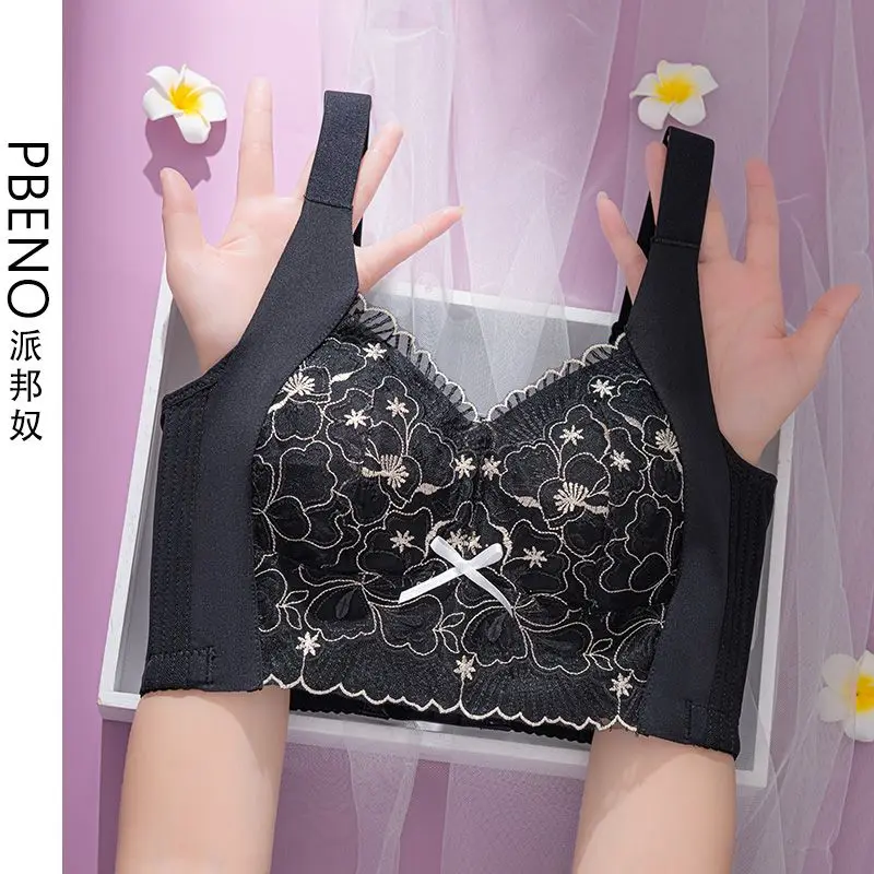 

34-42BCD Thin Large Chest Small Underwear Women's Lace Sexy Adjustable Bra Push-up Bra