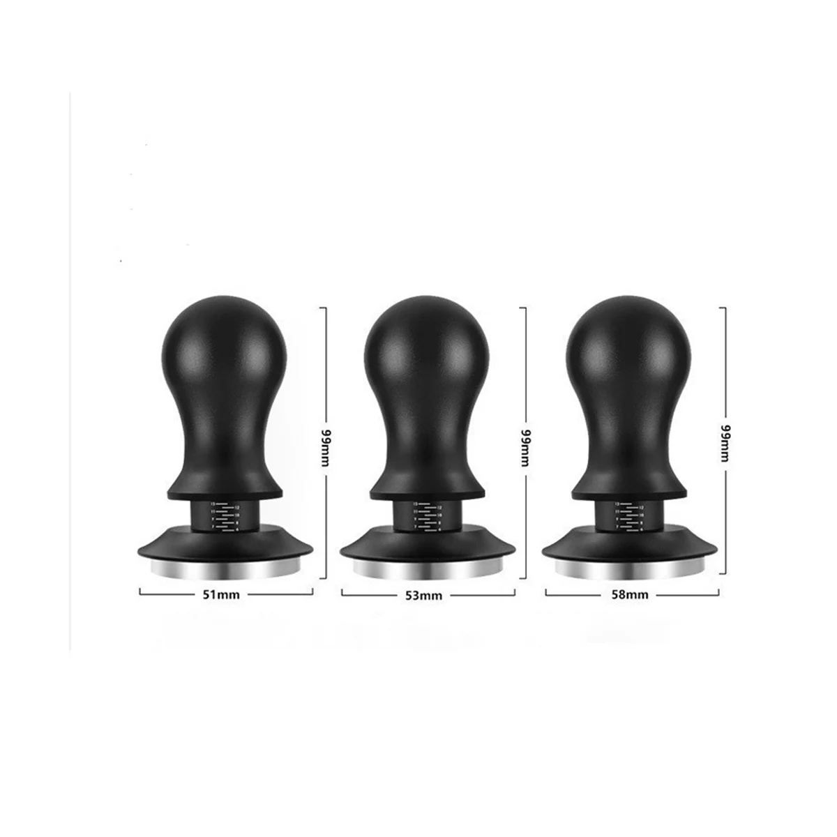 

51mm Espresso Tamper Coffee Tamper with Powder Press Needle Stainless Steel Tampers with Scale Coffee Distributor