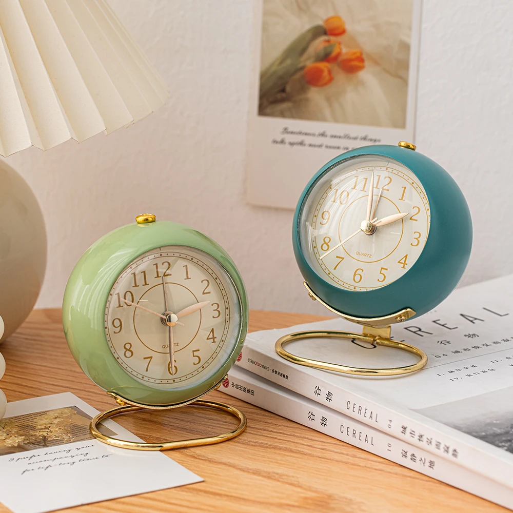 

Cute Creative Electrical Clock Round Retro Clock Digital Girl Room Decoration Clocks Wall Home Decor Living Room Alarm Clock