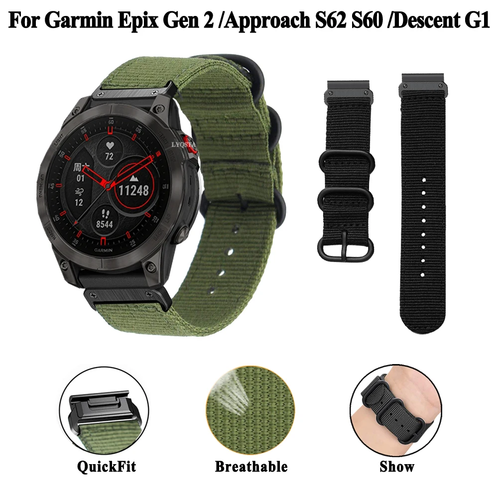 

Strap For Garmin Epix Gen 2 Forerunner 955 Approach S60 S62 Smartwatch Band Descent G1 945 935 745 Nylon Bracelet Wristband