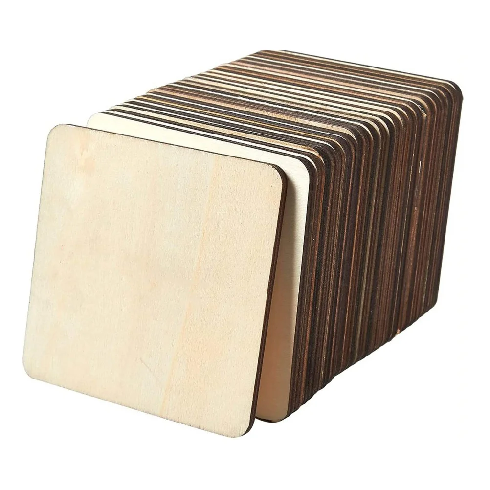 

50pcs Blank Wooden Slices Home Decors Unfinished Wood Chips Graffiti Supplies