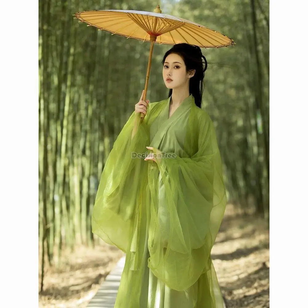 

2023 chinese ancient weijin dynasty improved traditional hanfu fairy loose crossed collar long hanfu dress cosplay costume g624