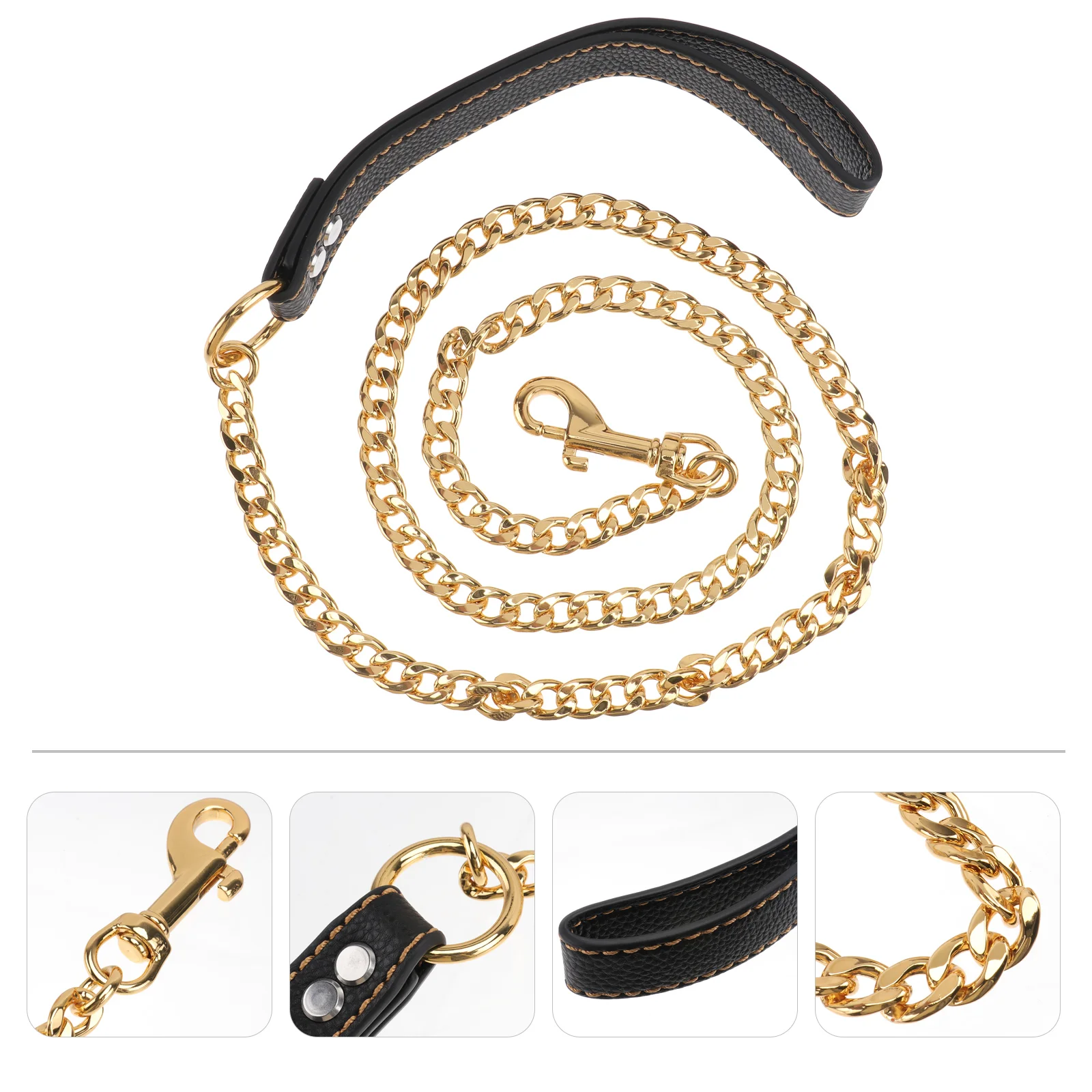 

Golden Stainless Steel Rope for Dogs Walk and Control Dog Metal Belt Pet Dog Traction Rope for Pets Dogs Puppy