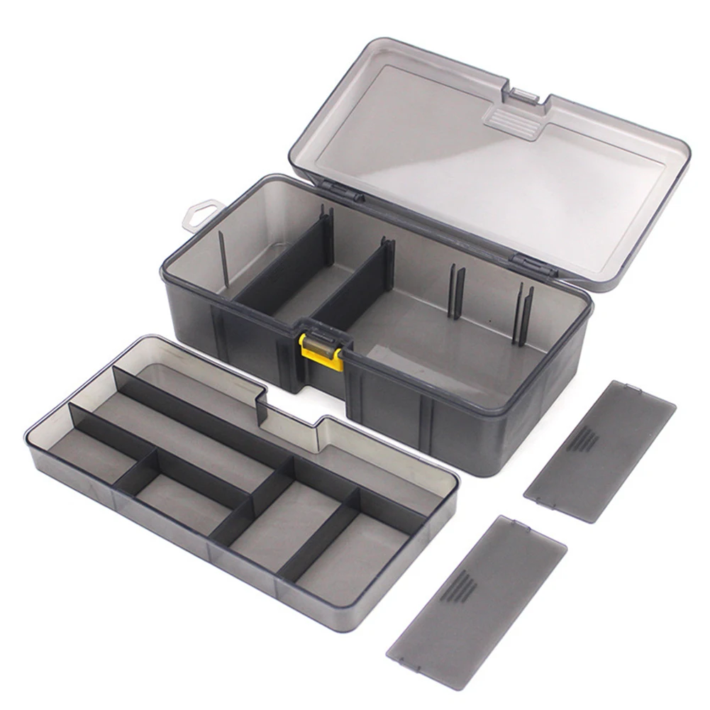 

Double Layer Lure Tackle Box Fishing Accessories Adjustable Fake Bait Hook Box Waterproof Translucent Fishing Baits Rig Hook Box