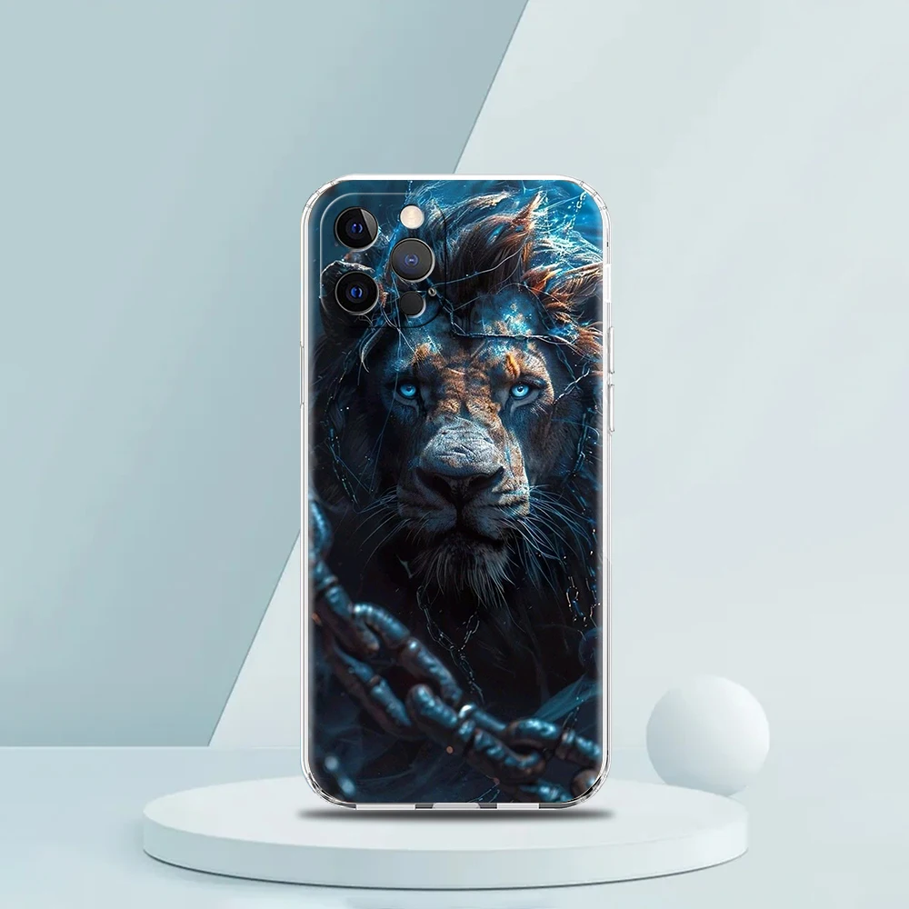 Фото Мягкий прозрачный чехол из ТПУ с узором льва для iPhone 16, 15, 14, 13, 12, 11 Pro Max XR 8 7 Plus XS Max Shell Fundas Capa Bag №2
