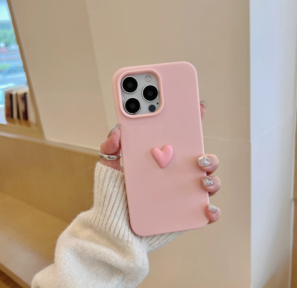 Яркий цвет 3D Love Heart Skin Feel Безграничный мягкий матовый чехол для телефона iPhone 11 12 13