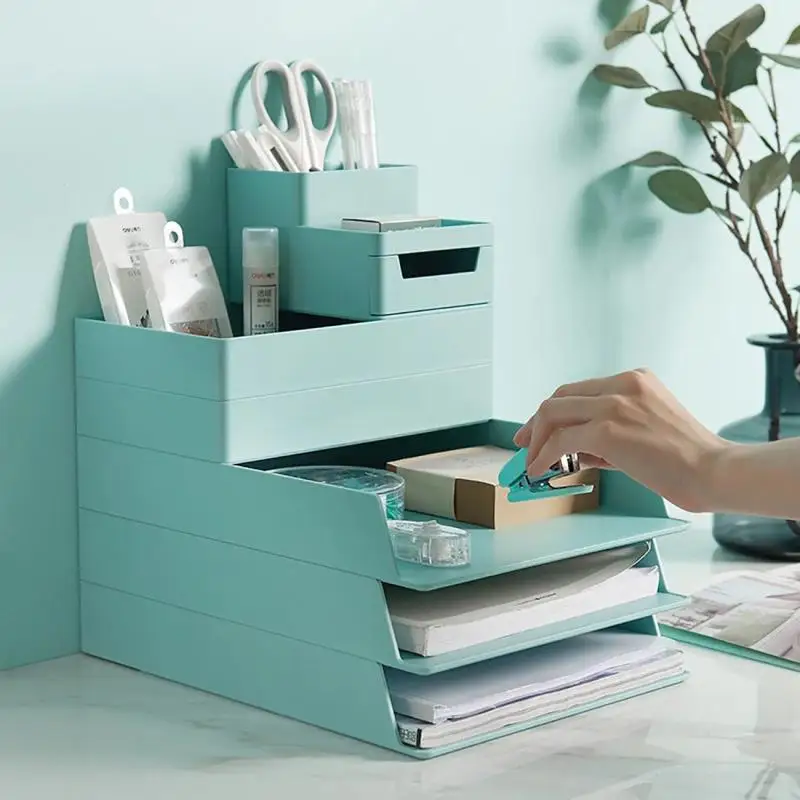 

A4 Paper Organizer Document Case Office Table Desk Storage Stackable Filling File Holder Container Home Office Desktop Organizer