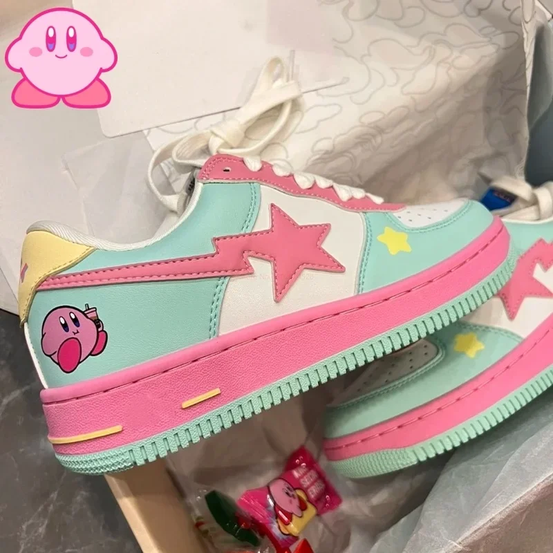 

Hot Kawaii Kirby Sneakers Cartoon Animation Anime Student Casual Shoes Pring And Autumn All Match Lace Up Girl Kid Birthday Gift