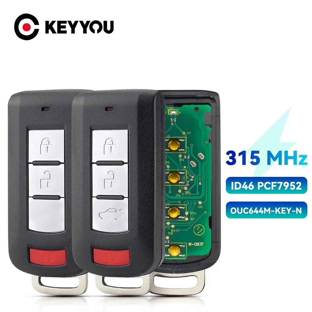 KEYYOU Keyless Go Smart Remote Key 3 + 1B 315Mhz ID46 PCF7952 для Mitsubishi Lancer Outlander 2008-2016 OUC644M-KEY-N