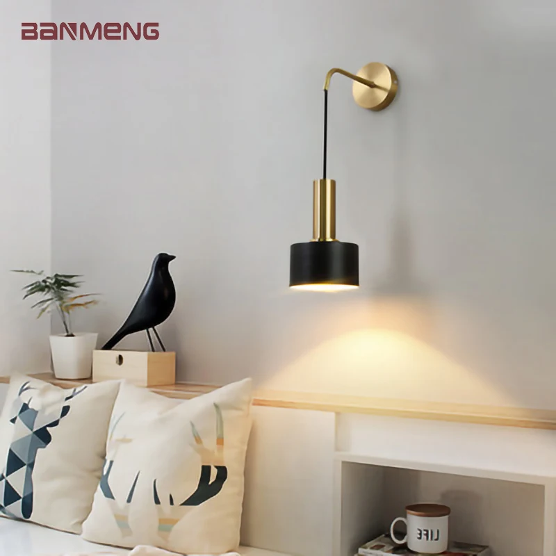 Nordic modern wall lamp E27 LED sconce light gold black indoor lighting home decor kitchen bedroom living room bedside decorate