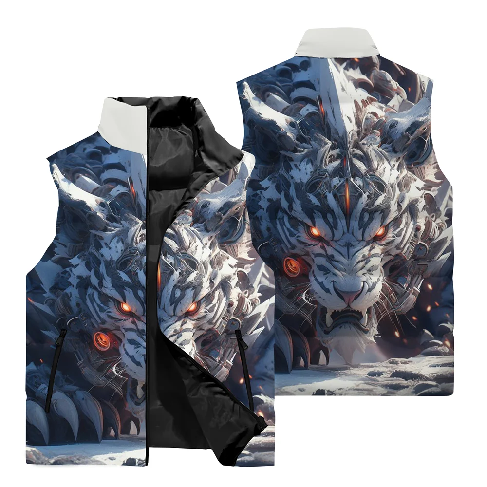 Жилет мужской с 3 принтами тигров уличная мода куртка без рукавов уличный стиль
