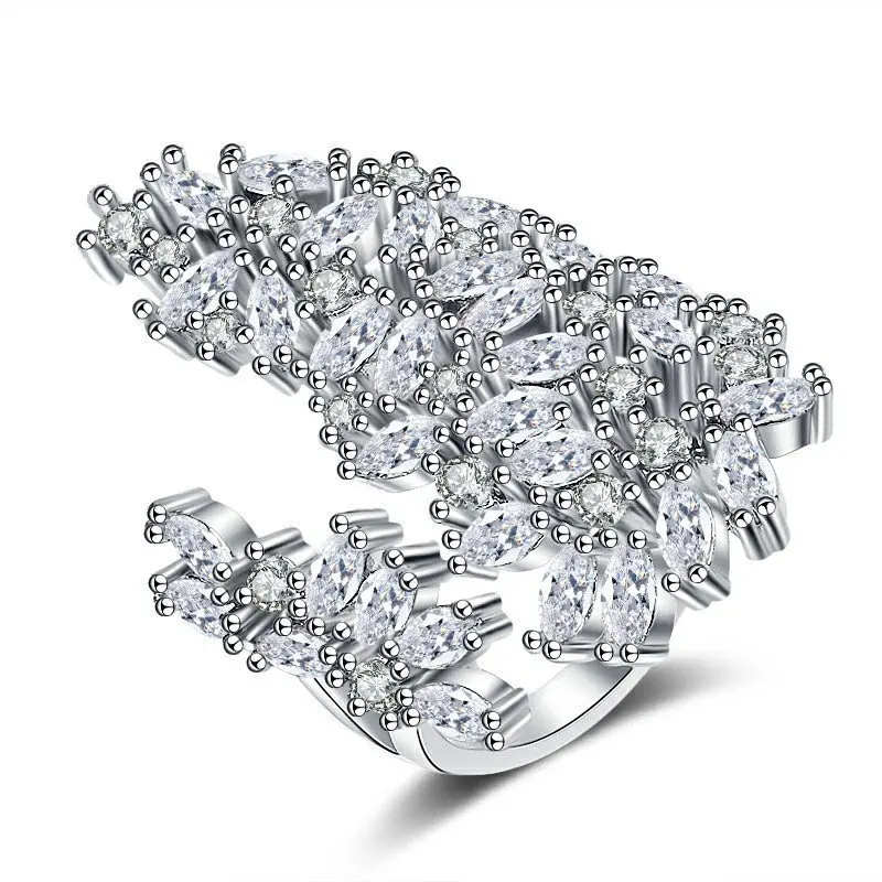 

Irregular Silver Color Cubic Zirconia Personality Fashion Ring For Women Romantic Elegant Daily Ring Valentine's Day Jewelry