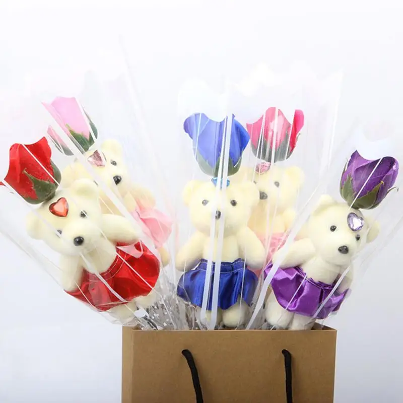 

Birthday Soap Flower Single Christmes Present Cute Bear Rose Simulation Valentine's Day Bear Rose Flower Activity Small Prize