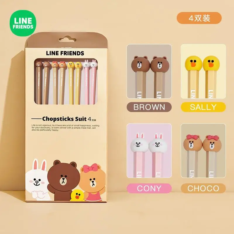 Кавайные палочки для еды LINE FRIENDS из сплава аниме коричневый медведь персонаж соль
