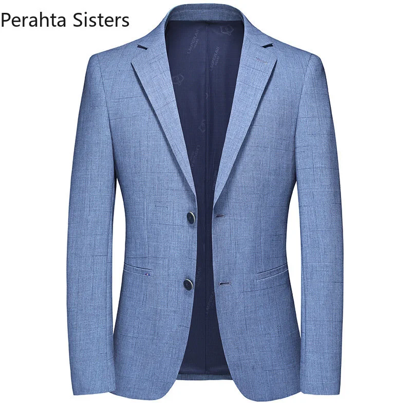 

Designer New High End Brand Blue Color Men Blazer Slim Fit Elegant Smart Casual Suits Spring Summer Mens Clothes 2023