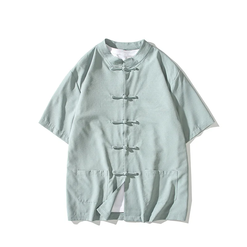 Летний однотонный топ традиционная китайская одежда для мужчин Винтажные