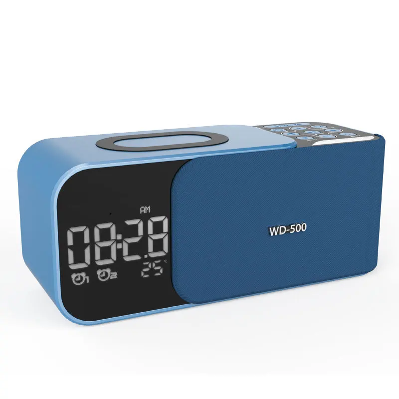 

Bluetooth Speaker with Microphone Portable Wireless Charging Alarm Clock FM Radio Temperature Indicator Audio Support TF card