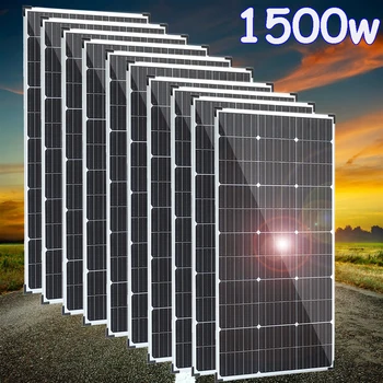 1500w 1200w 1000w 600w 450w 300w Solar Panel Kit Complete with Aluminum Frame 12V 24V Battery Charger System for Home Car Boat