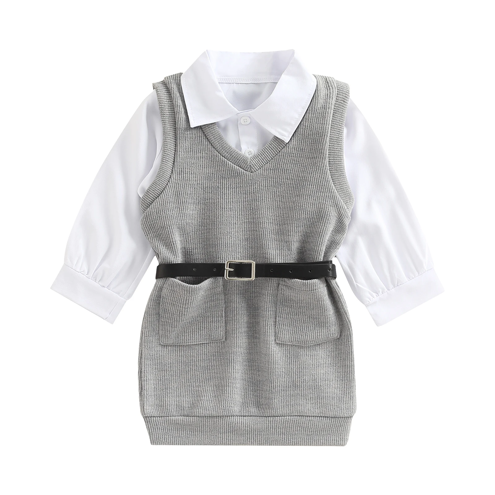 Осенний комплект одежды для маленьких девочек от Citgeett белая рубашка на пуговицах