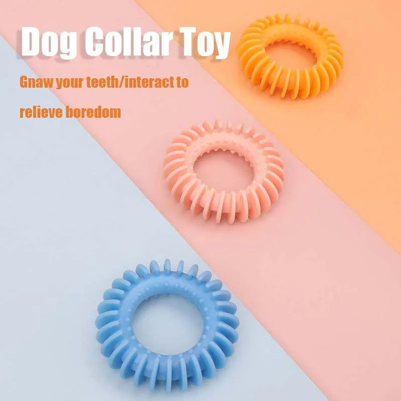 

Pet Dog Chewing Molar Toy Three Color Collar Shape Wear Resistant Strong Clean Teeth Soft Interactive Relieve Boredom Pets Toys
