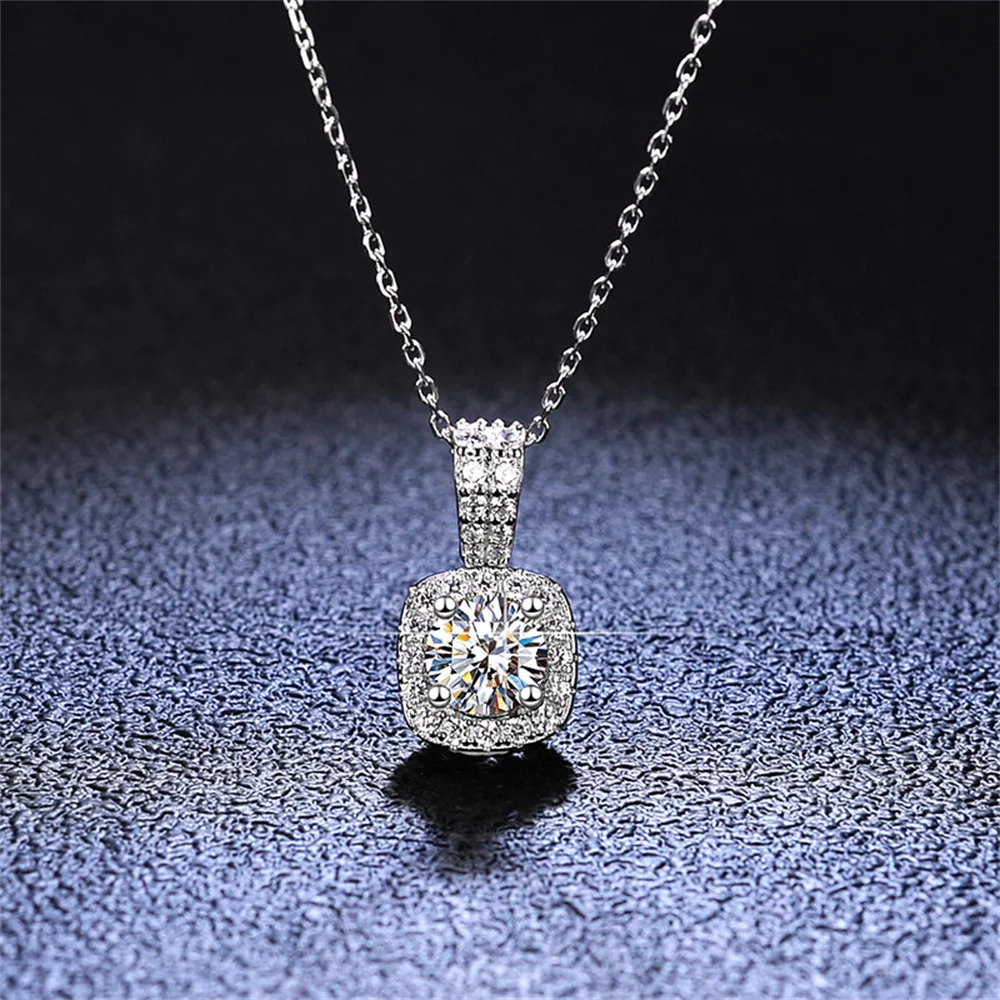 

Ожерелье с классической подвеской в виде подушки из серебра 925 пробы с муассанитом 1 карат 6,5 мм D, Изящные Ювелирные украшения с бриллиантами, подарок для женщин и девушек