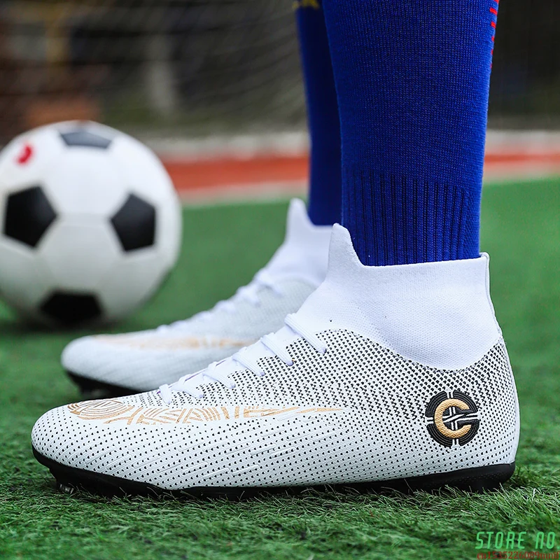 Men's High Top Training Ankle AG Sole Outdoor Cleats Football Shoes Spike High Ankle Men Crampon Football Boots Original Cleats