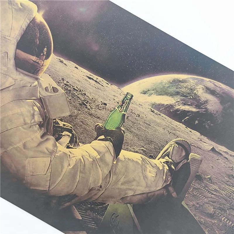 Винтажный постер земля астронавты питьевой расслабляющий лунный посадочный