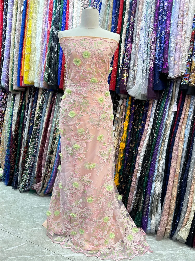 

Новинка 2023, бусины с блестками, нигерийские кружевные ткани, модное женское Африканское Тюлевое кружево, роскошные ткани с кристаллами и камнями для свадьбы