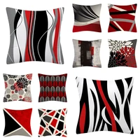 2022 new cool polyester abstract car decoration geometric pillow case modern red black home decorative couch chair cushion cover