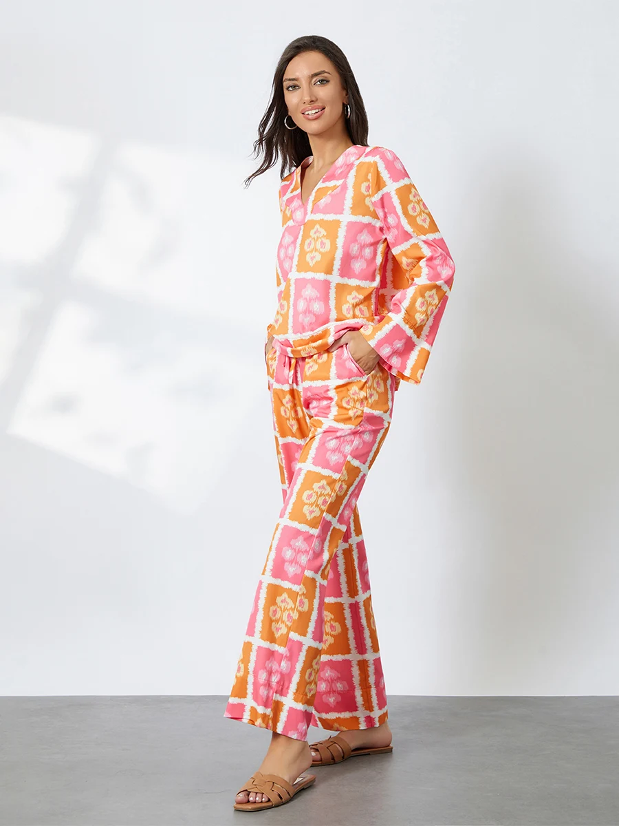 Женский цветочный пижамный комплект из 2 предметов рубашка с коротким рукавом и