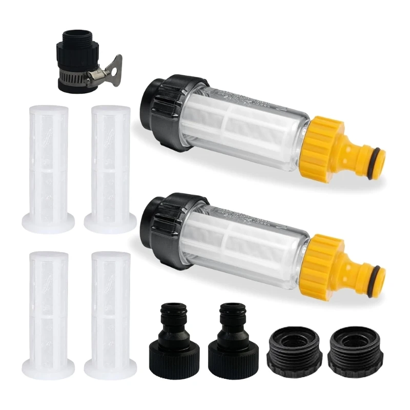 

Water Filter Garden Hose Set 2 Piece 3/4 Inch Pre-Filter Garden Pump with 5 Quick Adapter + 4 Filter Insert Water Filter