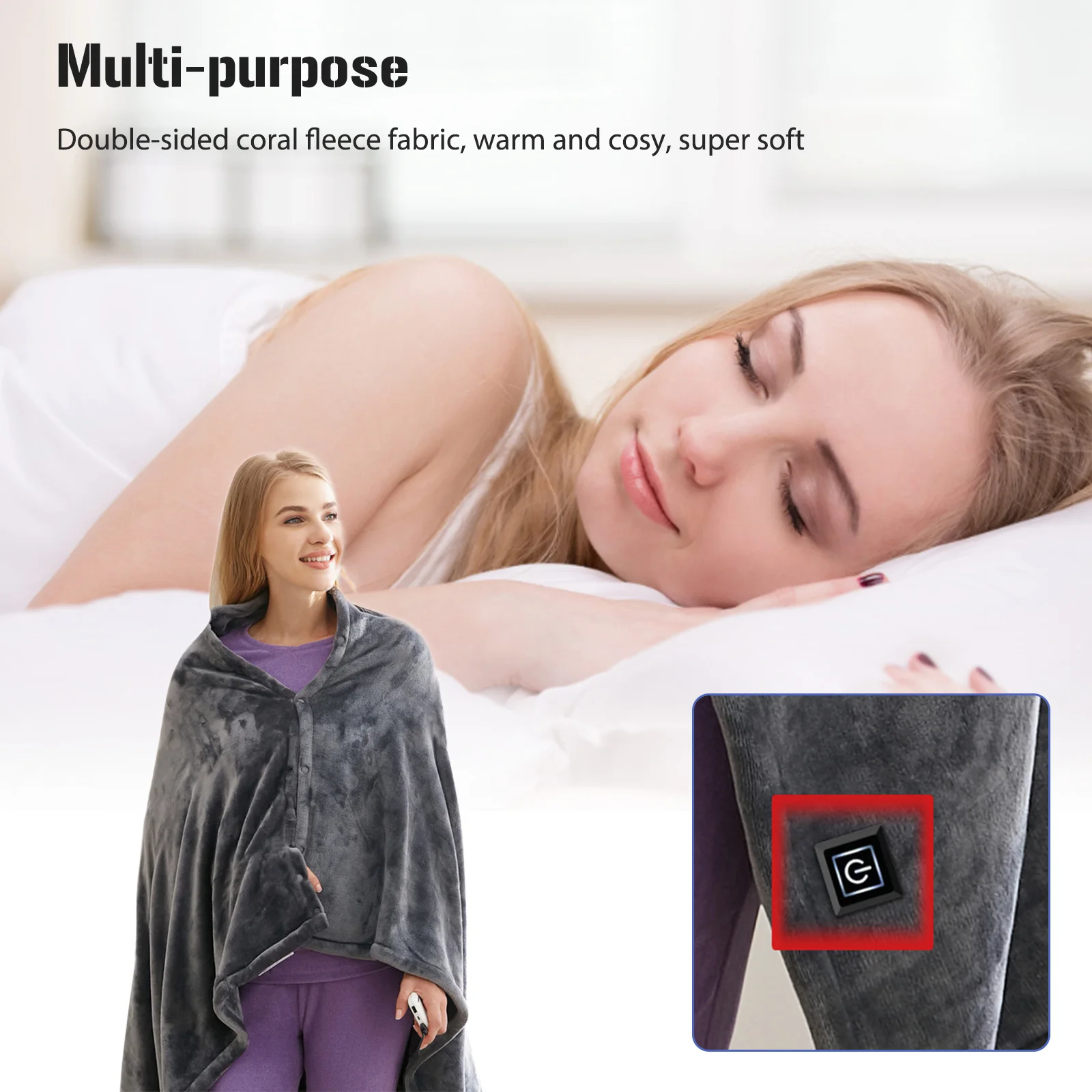 

Electric Heating Shawl 3-speed Adjustable Soft Joint Pain Relief Warm Cushion Comfortable Napping Blanket for Household Office