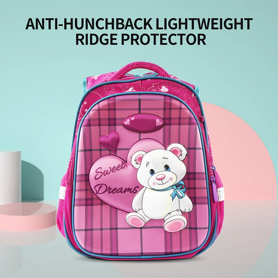 Kids Brand 3D Cartoon School Bag Cute White Bear Grade 1-3 Primary School Backpack Children Orthopedic Schoolbag Mochila Escolar